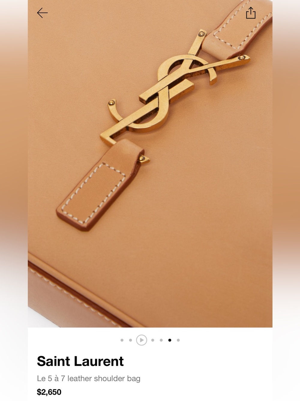 Saint Laurent Le 5 à 7 Leather Shoulder Bag YSL Beige - Picture 4 of 17